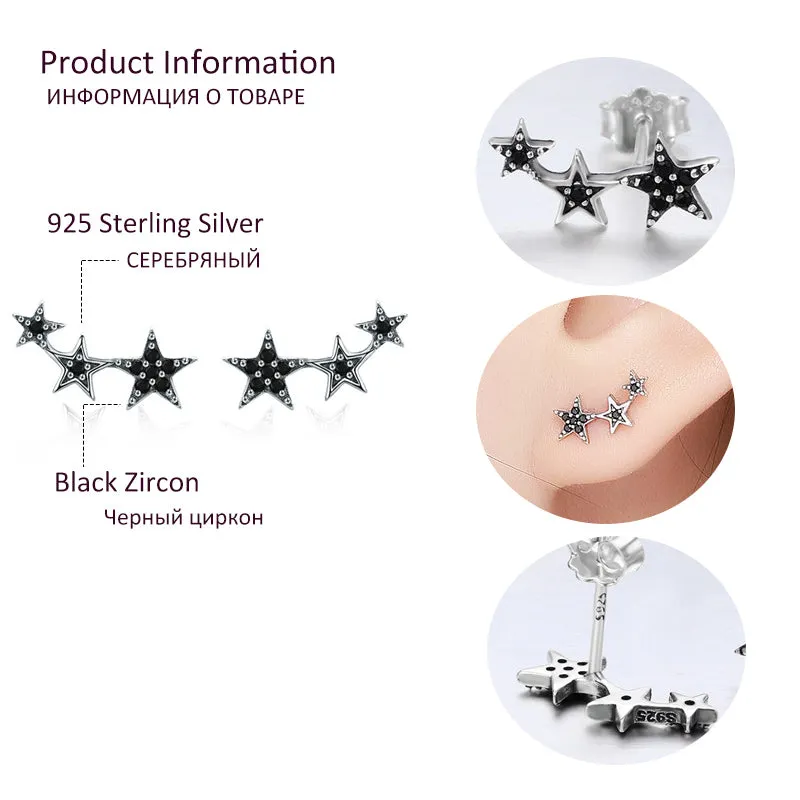 925 Sterling Silver Korean Feather Rose Flower Star Plane Cuff Stud Earrings for Women Fashion Women Earrings 2018 brincos s925
