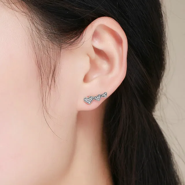 925 Sterling Silver Korean Feather Rose Flower Star Plane Cuff Stud Earrings for Women Fashion Women Earrings 2018 brincos s925