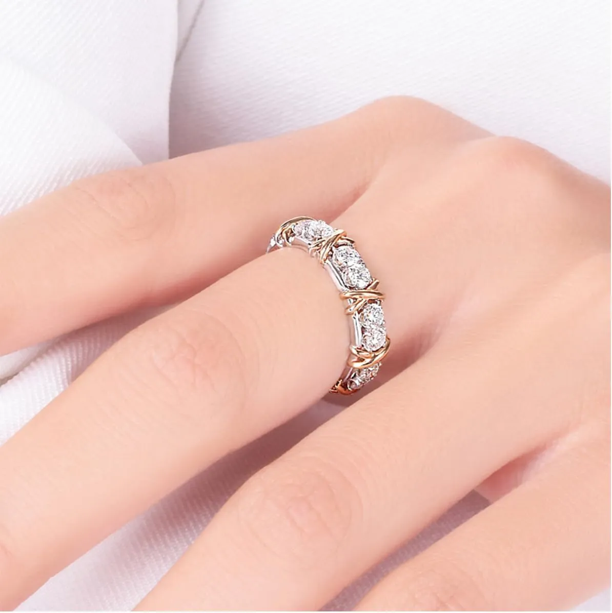 925 Sterling Silver Magnetology Moissanite Diamond Ring, Couple's Magnetic Zircon Shaping Cross Full Moissanite Ring (B,6)