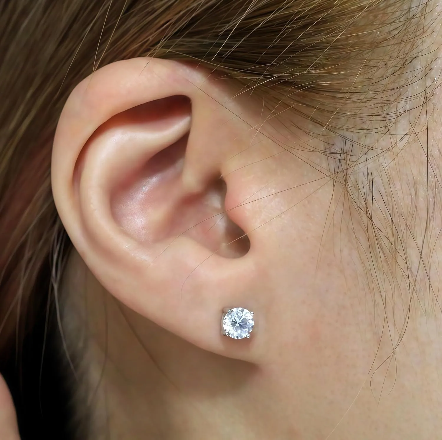925 Sterling Silver Moissanite Stud Earrings for Women, Lab Created Diamond D Colour, 18K Gold Plated Non Tarnish Nickel Free Hypoallergenic for Sensitive Ears, Mothers Day Gifts for Women