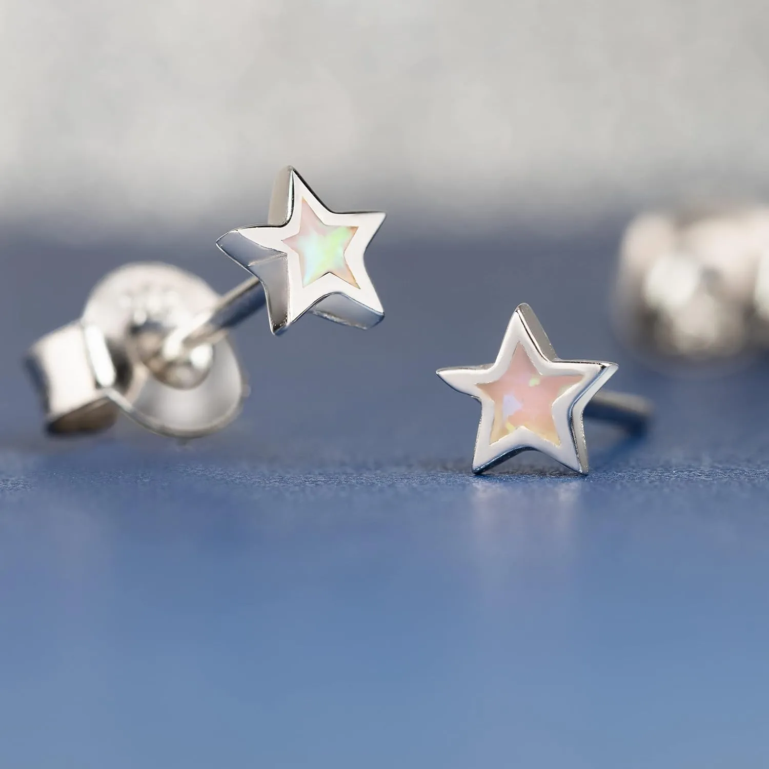 925 Sterling Silver Opal Star Stud Earrings 14K Gold Plated, Nickel Free Hypoallergenic for Sensitive Skin, Hawaii Jewelry for Women, Gift Box Included