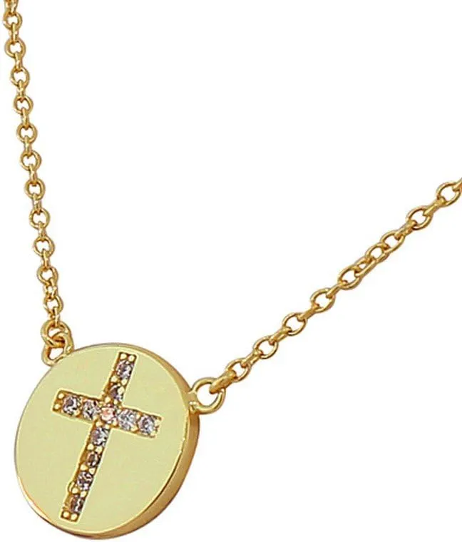925 Sterling Silver Religious Cross White CZ Classic Pendant Necklace