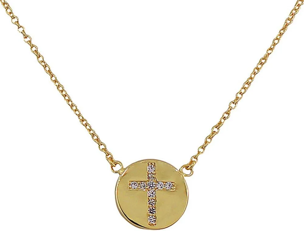 925 Sterling Silver Religious Cross White CZ Classic Pendant Necklace