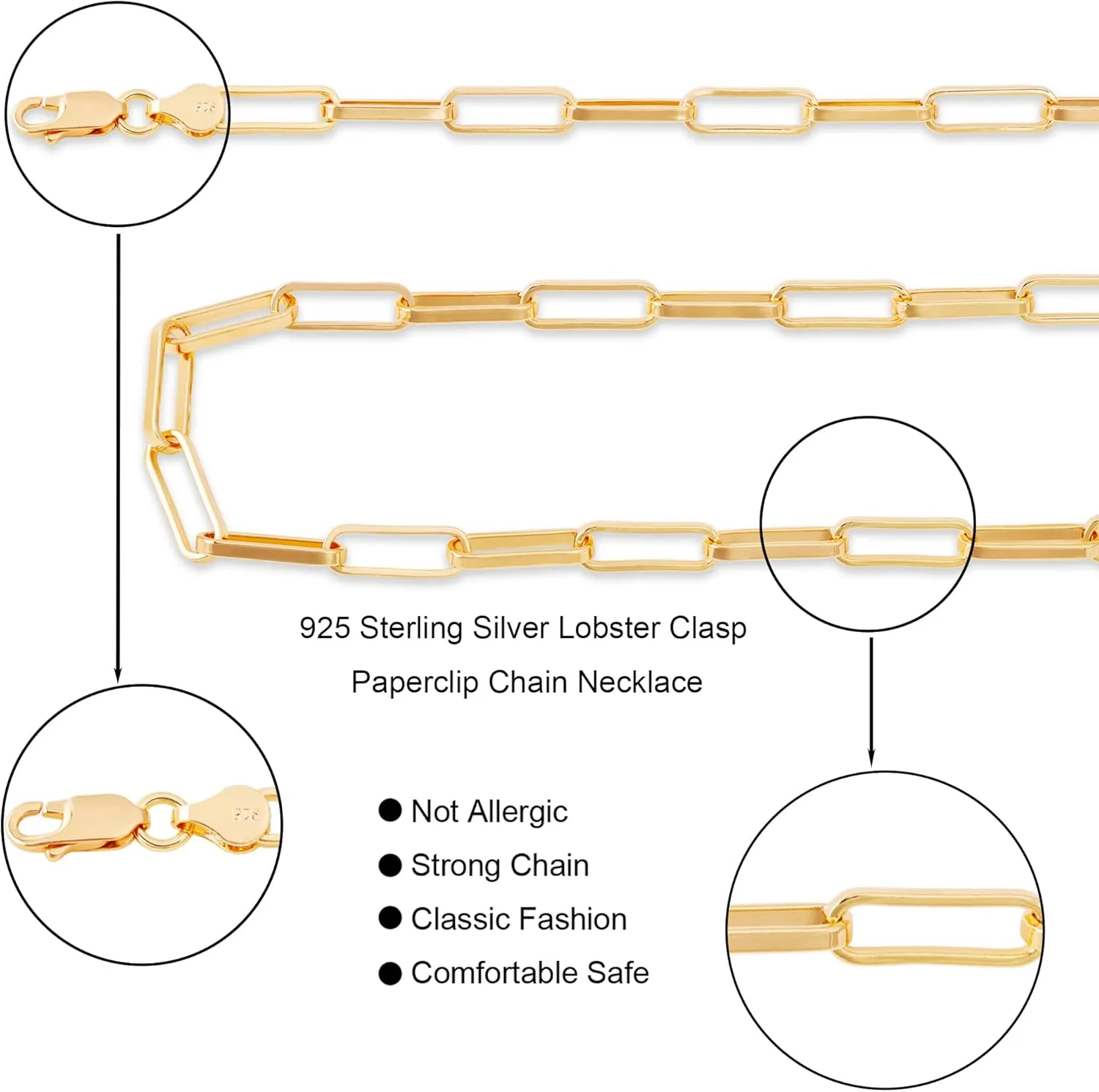 925 Sterling Silver Singapore Chain Lobster Clasp Paperclip Necklace for Women Sparkling Chain 2mm2.5mm3mm4mm5mm Gifts for Her