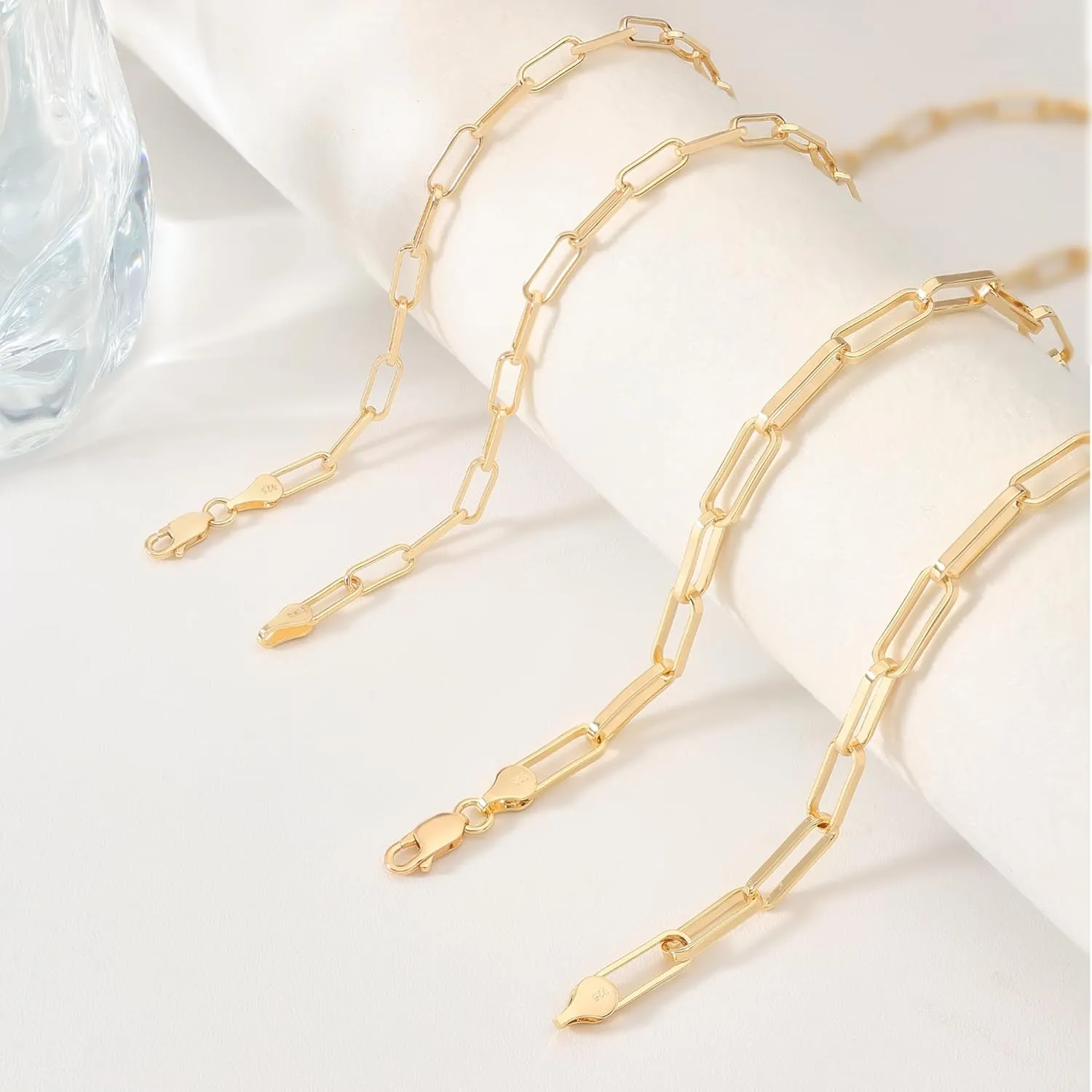 925 Sterling Silver Singapore Chain Lobster Clasp Paperclip Necklace for Women Sparkling Chain 2mm2.5mm3mm4mm5mm Gifts for Her