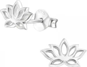 925 Sterling Silver Tiny Lotus Stud Earrings, Dainty Minimalist Jewelry Piercing Gift