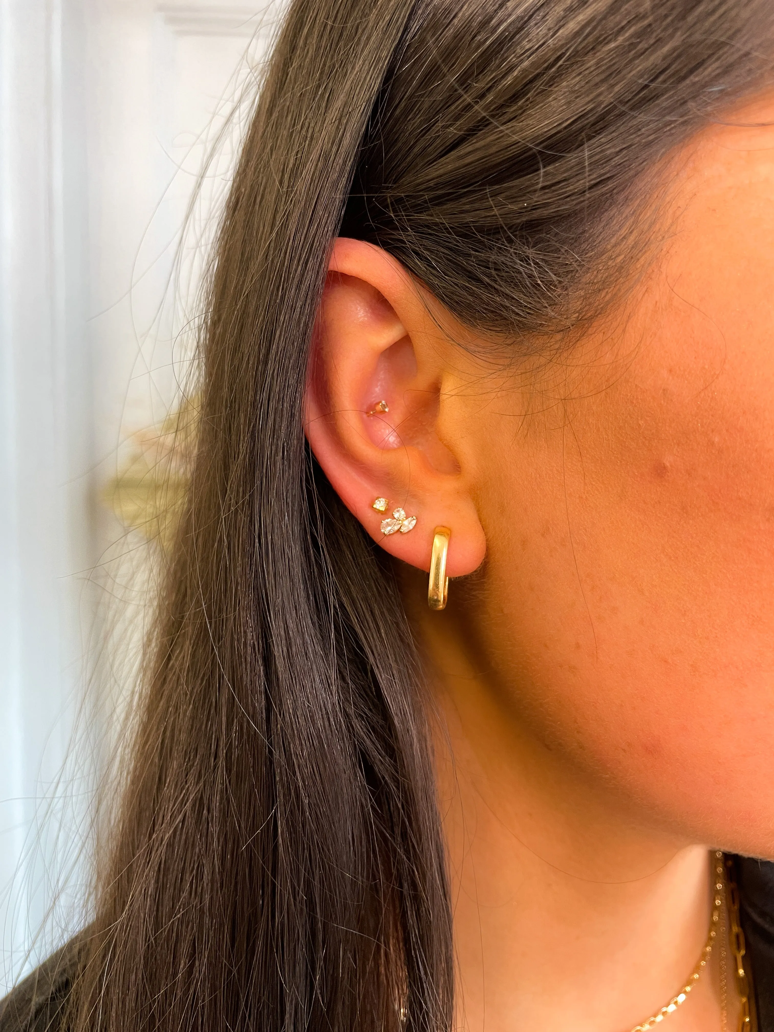 9ct Gold Pear And Marquise Stone Cluster Studs