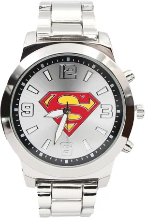 Accutime Superman Classic Logo Silver Analog Watch with Metal Band