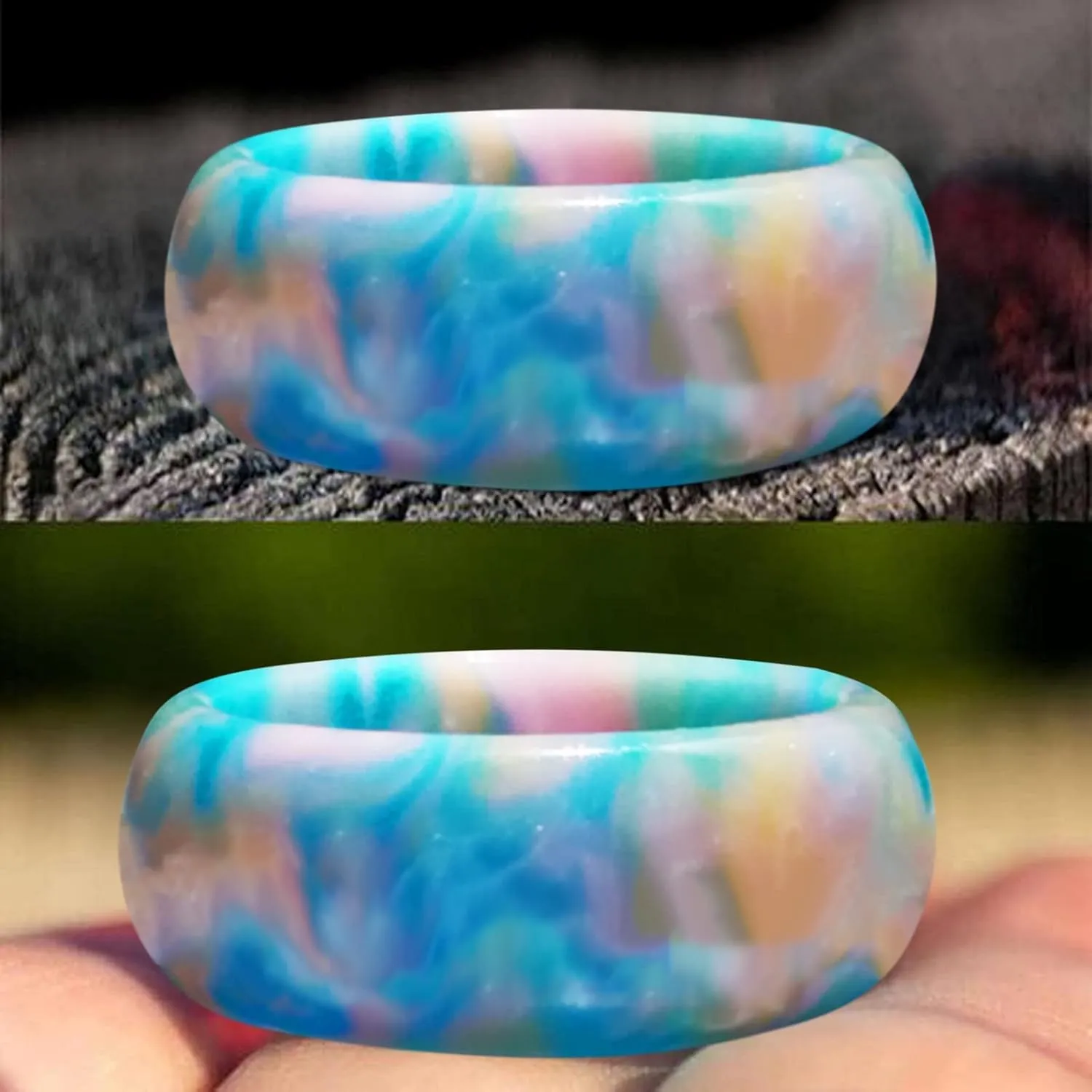 Acrylic Simple Blue Style Luckys Ring Thick Jewelry Ring Blue Colorful Cloud Ring Ring With Girls Cloud Beach Ladies