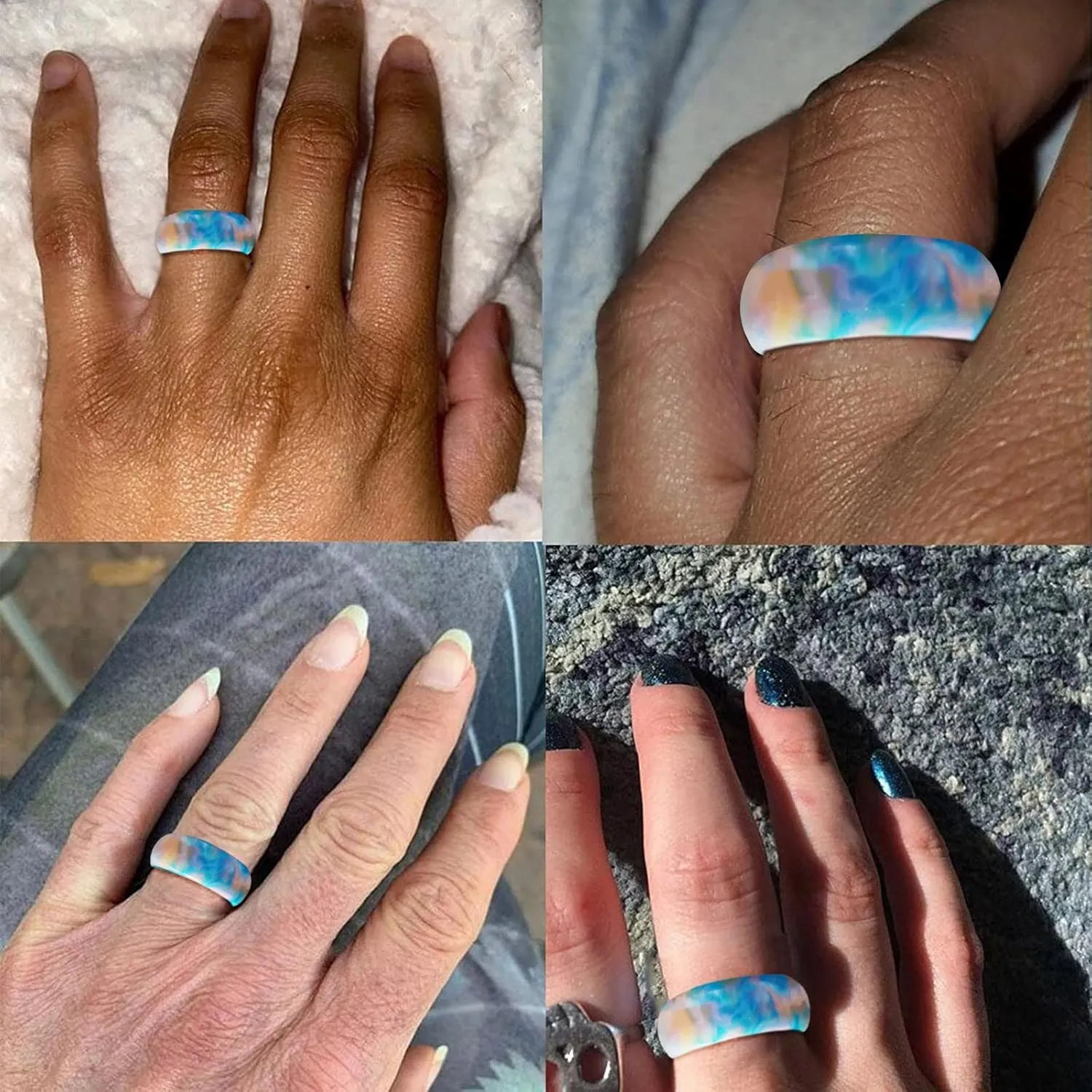 Acrylic Simple Blue Style Luckys Ring Thick Jewelry Ring Blue Colorful Cloud Ring Ring With Girls Cloud Beach Ladies