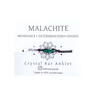 Adjustable Anklet - weather and water proof Protection and luck gemstone Anklet (Malachite Bar)