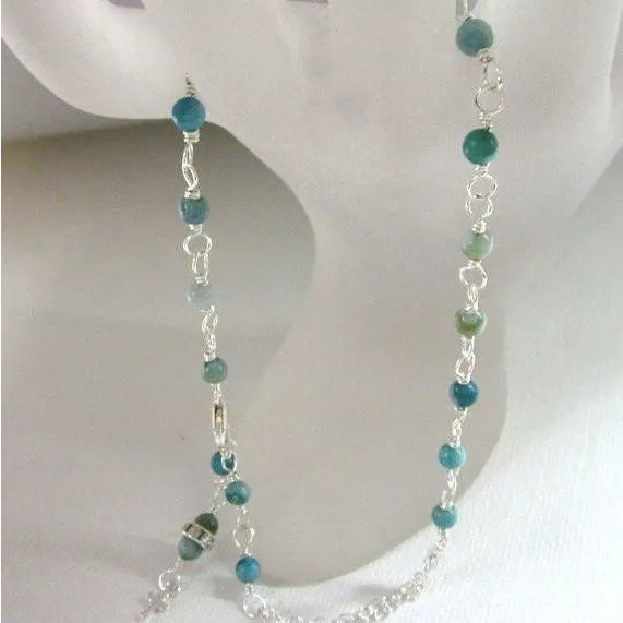 Adjustable Sterling Silver And Turquoise Cross Charm Ankle Bracelet