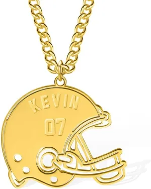 AILIN Custom Football Necklace Stainless Steel Personalized Name Football Number Necklace For Men Women Football Helmet Pendant With Number Chain For Athletes