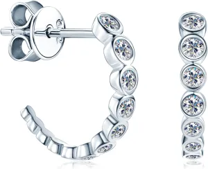 AINUOSHI Gold/Sterling Silver Hoop Earrings for Women Post Open Hoop Earrings Moissanite C-Hoop Loop Earrings