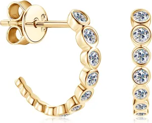 AINUOSHI Gold/Sterling Silver Hoop Earrings for Women Post Open Hoop Earrings Moissanite C-Hoop Loop Earrings