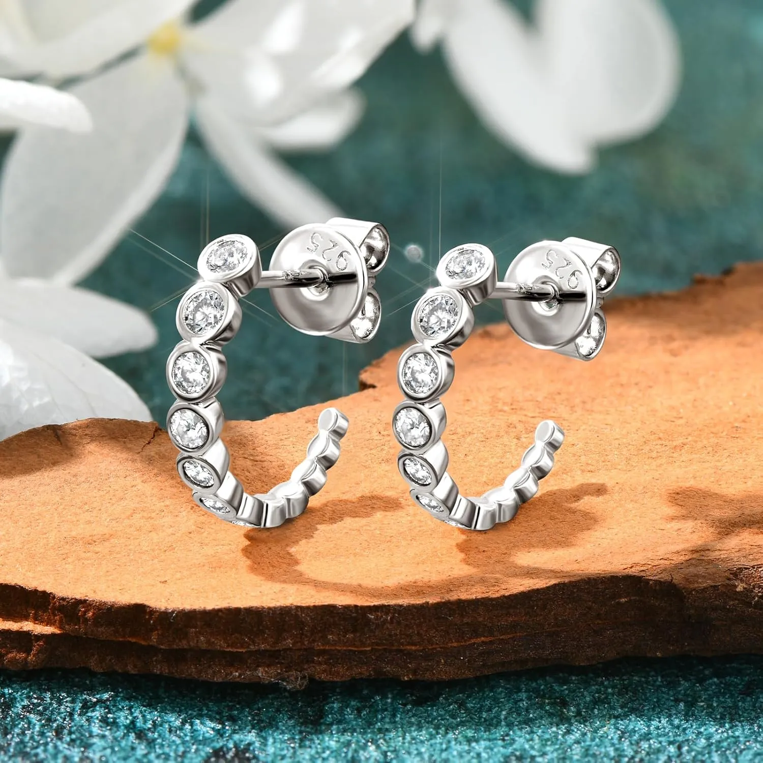 AINUOSHI Gold/Sterling Silver Hoop Earrings for Women Post Open Hoop Earrings Moissanite C-Hoop Loop Earrings