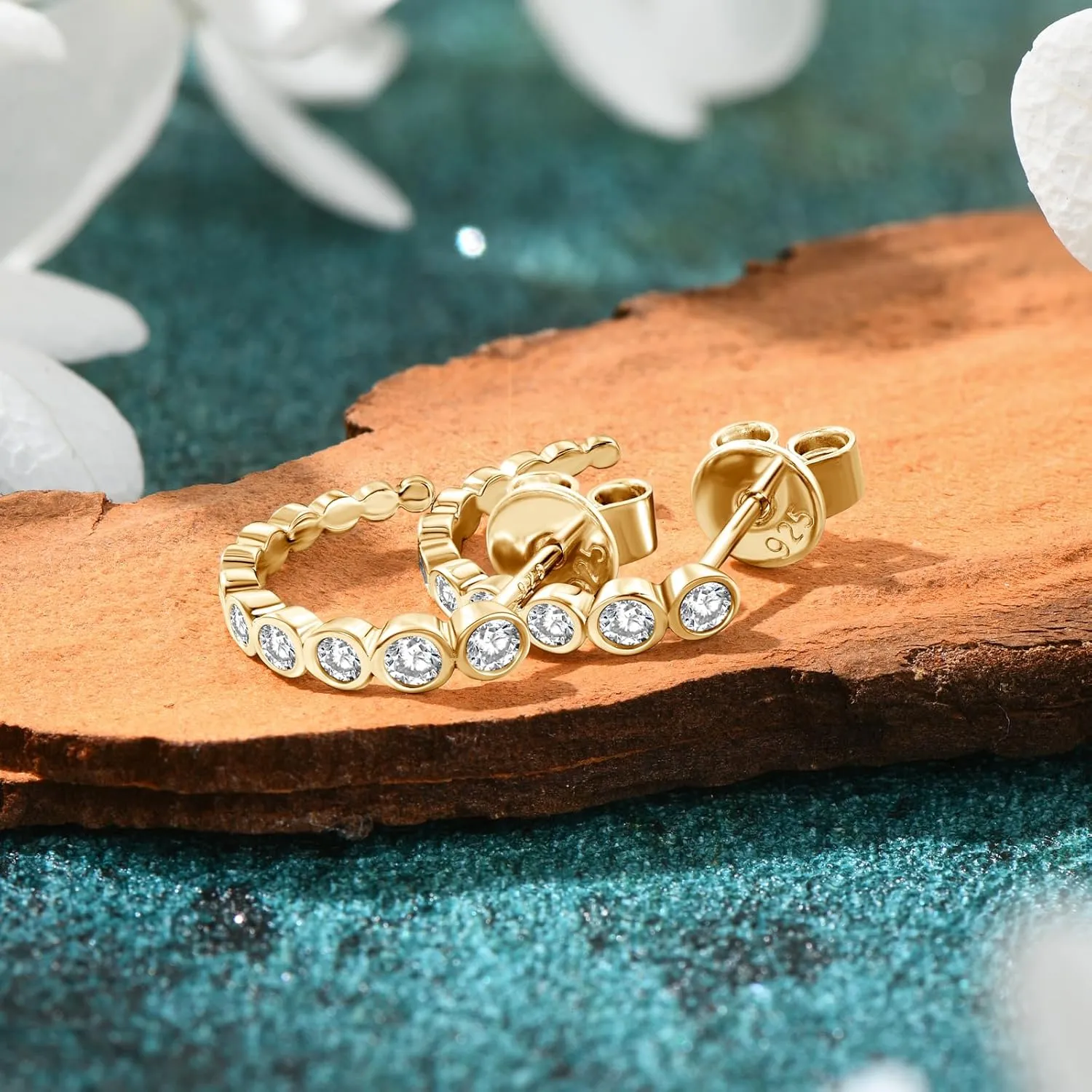 AINUOSHI Gold/Sterling Silver Hoop Earrings for Women Post Open Hoop Earrings Moissanite C-Hoop Loop Earrings