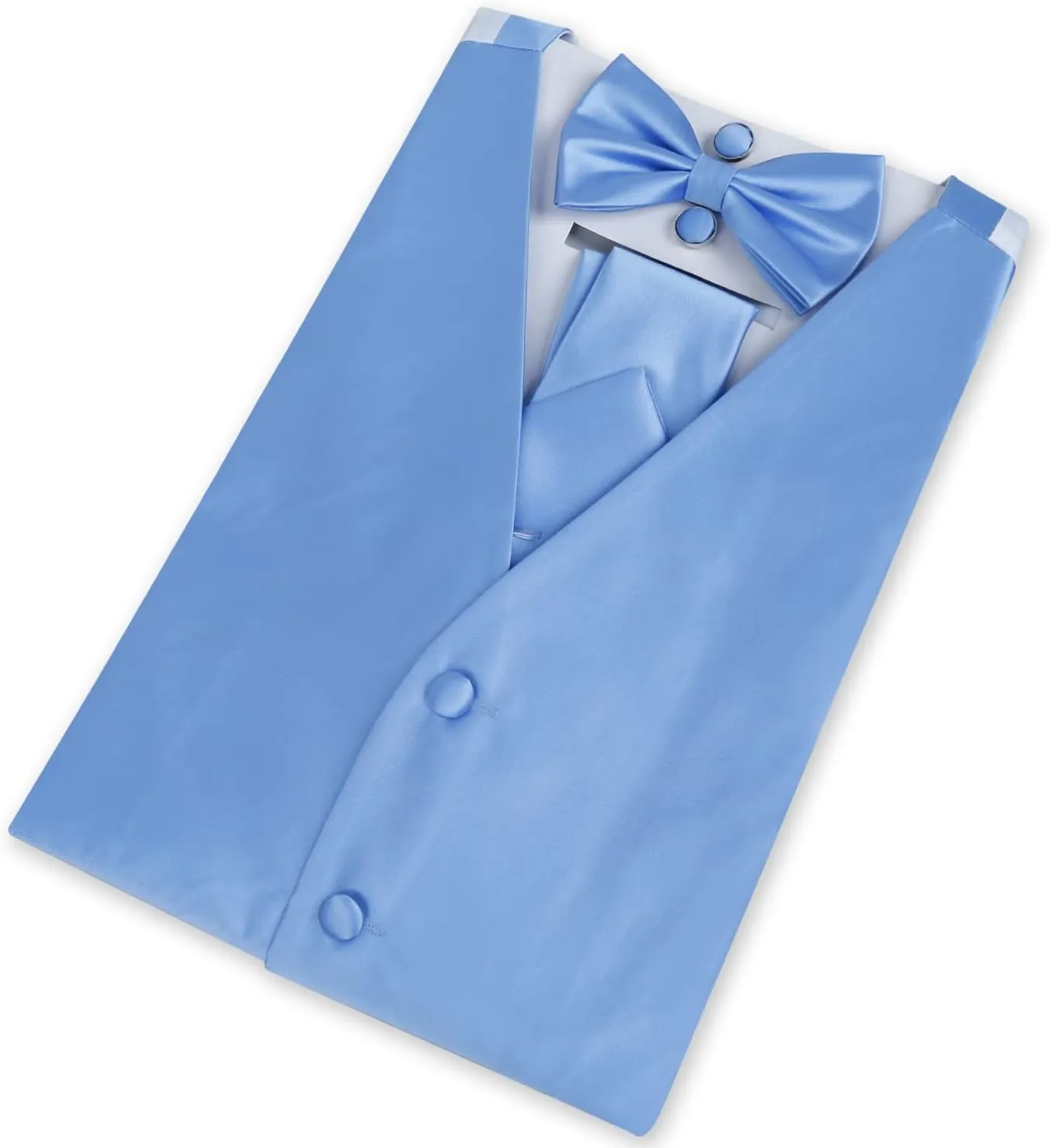 Alizeal Mens Classic 5Pcs Solid Color Satin Suit Vest Set