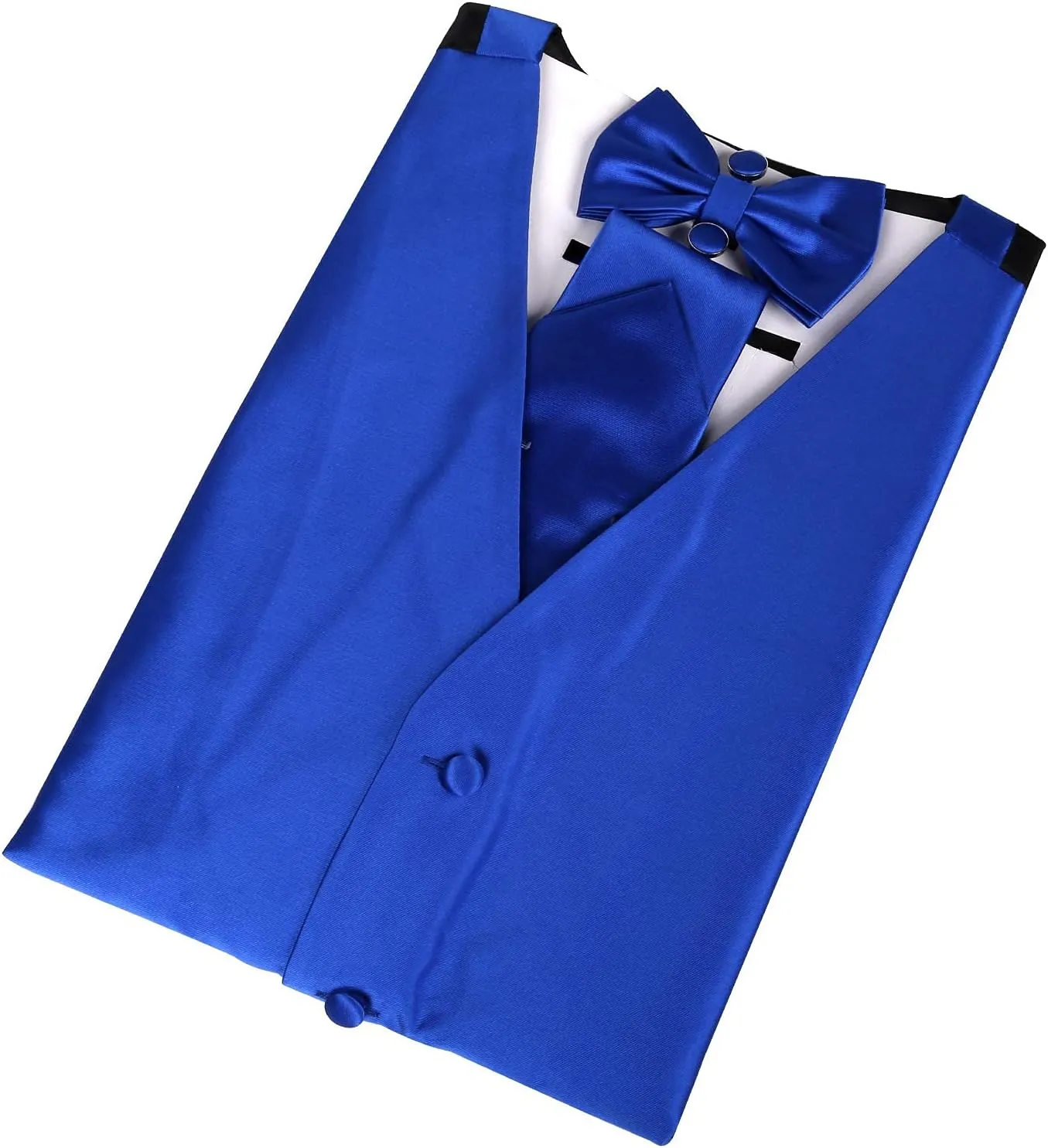 Alizeal Mens Classic 5Pcs Solid Color Satin Suit Vest Set