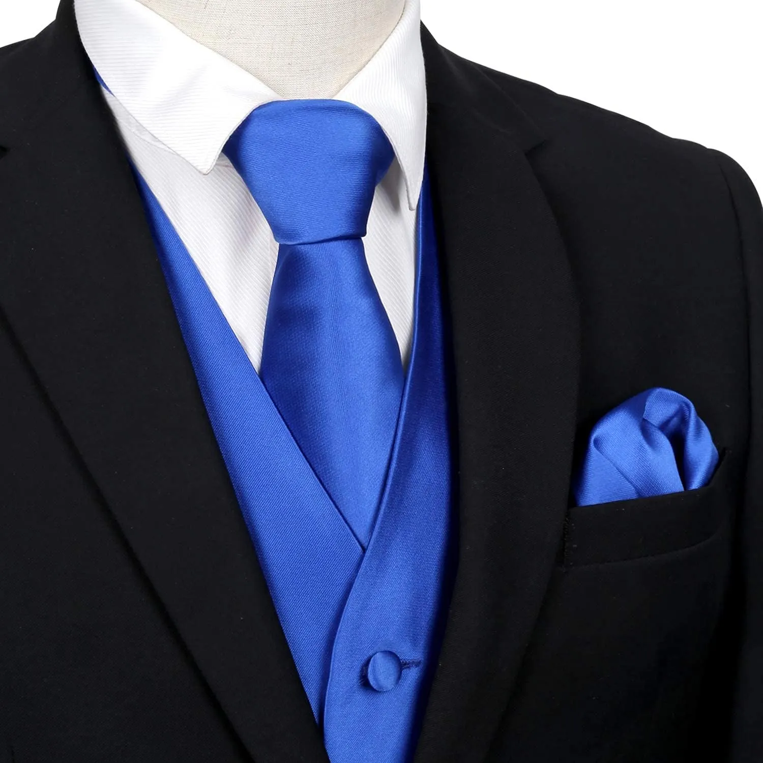 Alizeal Mens Classic 5Pcs Solid Color Satin Suit Vest Set