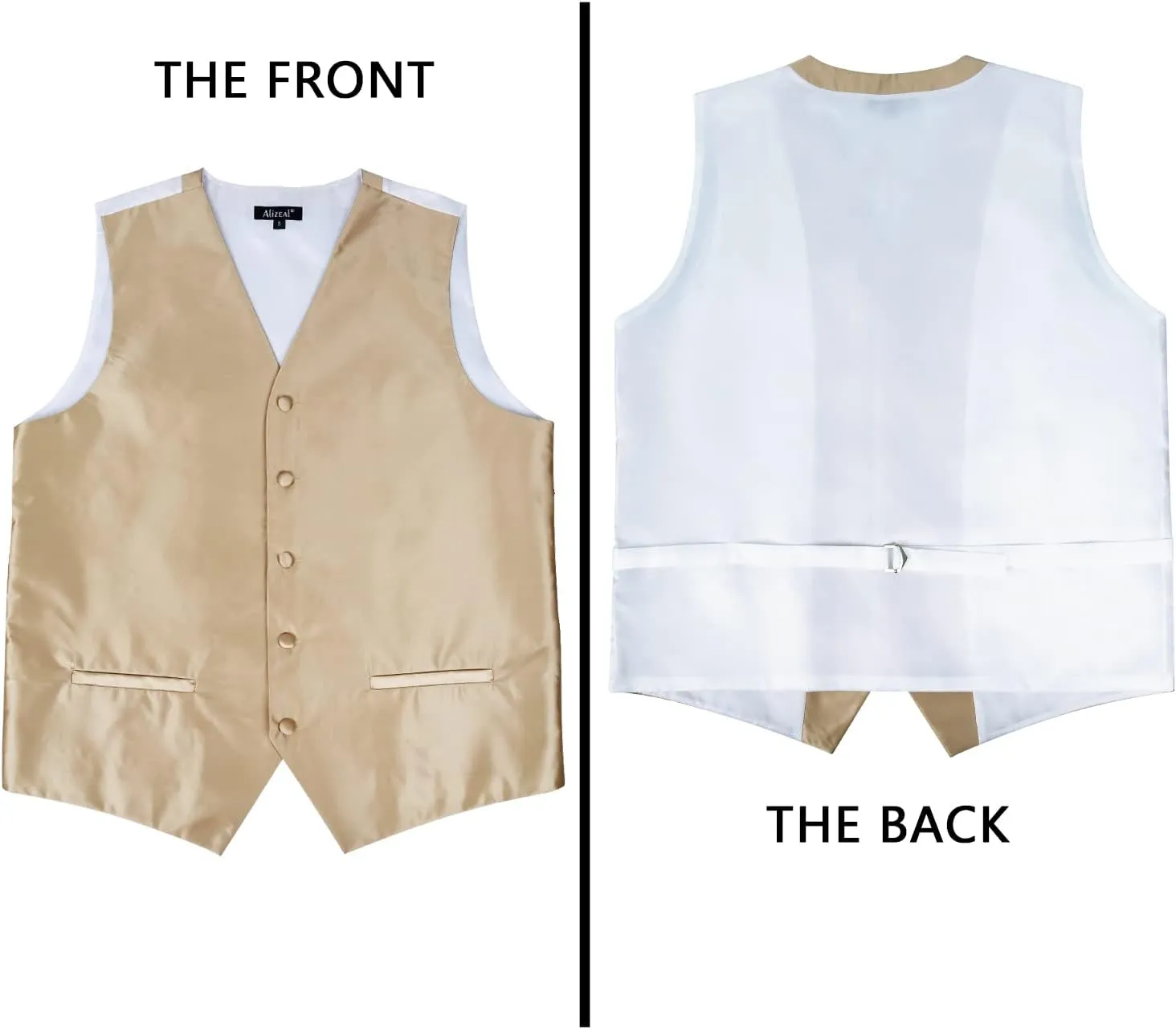 Alizeal Mens Classic 5Pcs Solid Color Satin Suit Vest Set