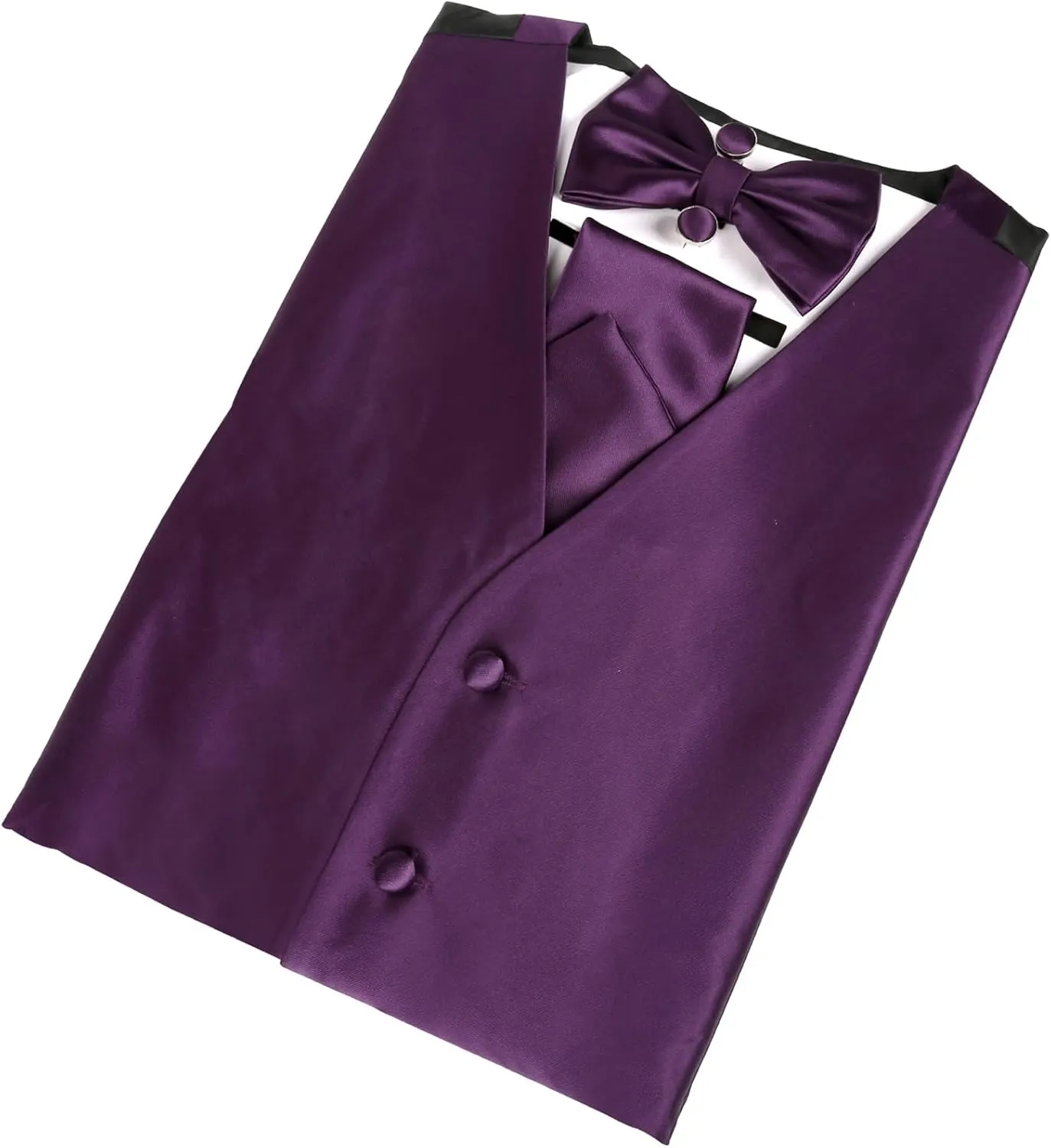 Alizeal Mens Classic 5Pcs Solid Color Satin Suit Vest Set