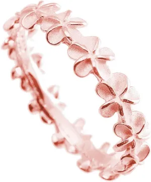 Aloha Jewelry Company 925 Sterling Silver Plumeria Flower Eternity Wedding Engagement Band Stackable Promise Ring, Nickel Free Hypoallergenic for Sensitive Skin, with Gift Box