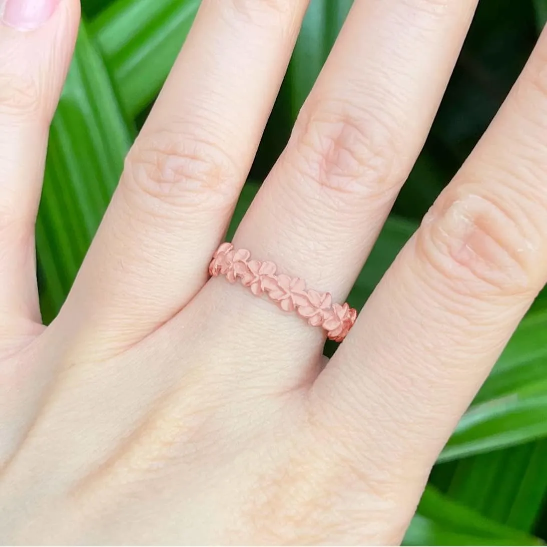 Aloha Jewelry Company 925 Sterling Silver Plumeria Flower Eternity Wedding Engagement Band Stackable Promise Ring, Nickel Free Hypoallergenic for Sensitive Skin, with Gift Box