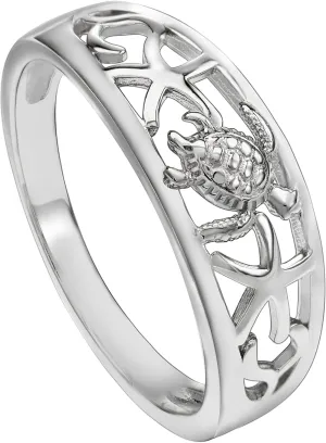Aloha Jewelry Company Sterling Silver Tapered Hawaiian Turtle and Starfish Ring Wedding Band, Sizes 4-10 (7)