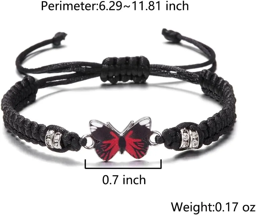 Always Believe in Yourself Butterfly Bracelet Purple Blue Butterfly Charm Bracelets for Women Adjustable Handwoven Braided Rope Butterfly Bracelet Friendship Matching Bracelet Couple Jewelry