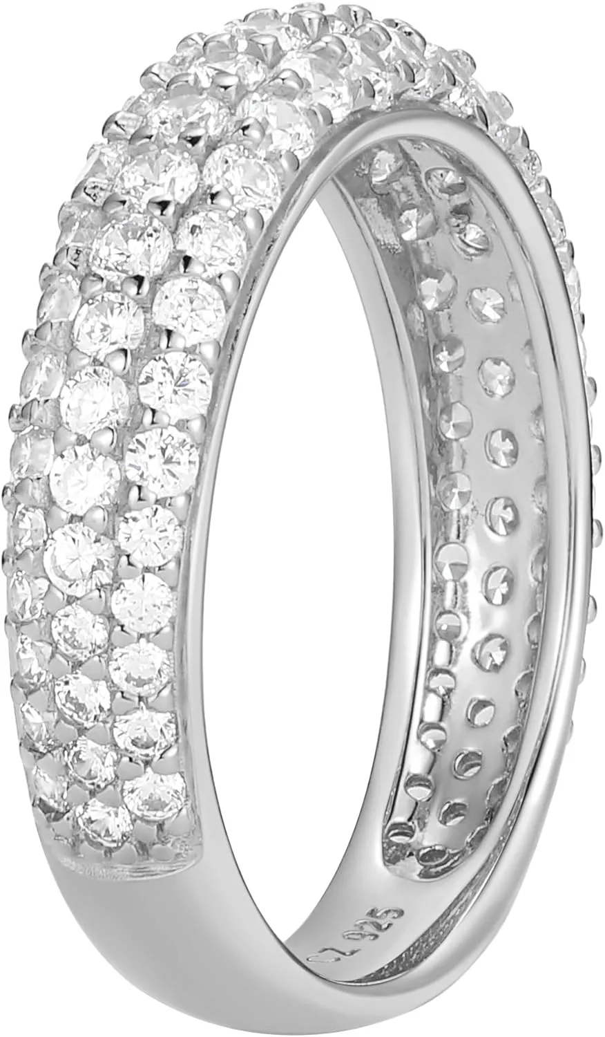 Amazon Essentials Cubic Zirconia Classic Pave Eternity Ring in Sterling Silver