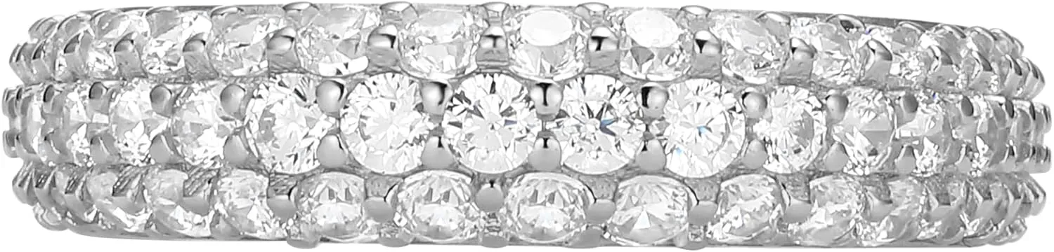 Amazon Essentials Cubic Zirconia Classic Pave Eternity Ring in Sterling Silver