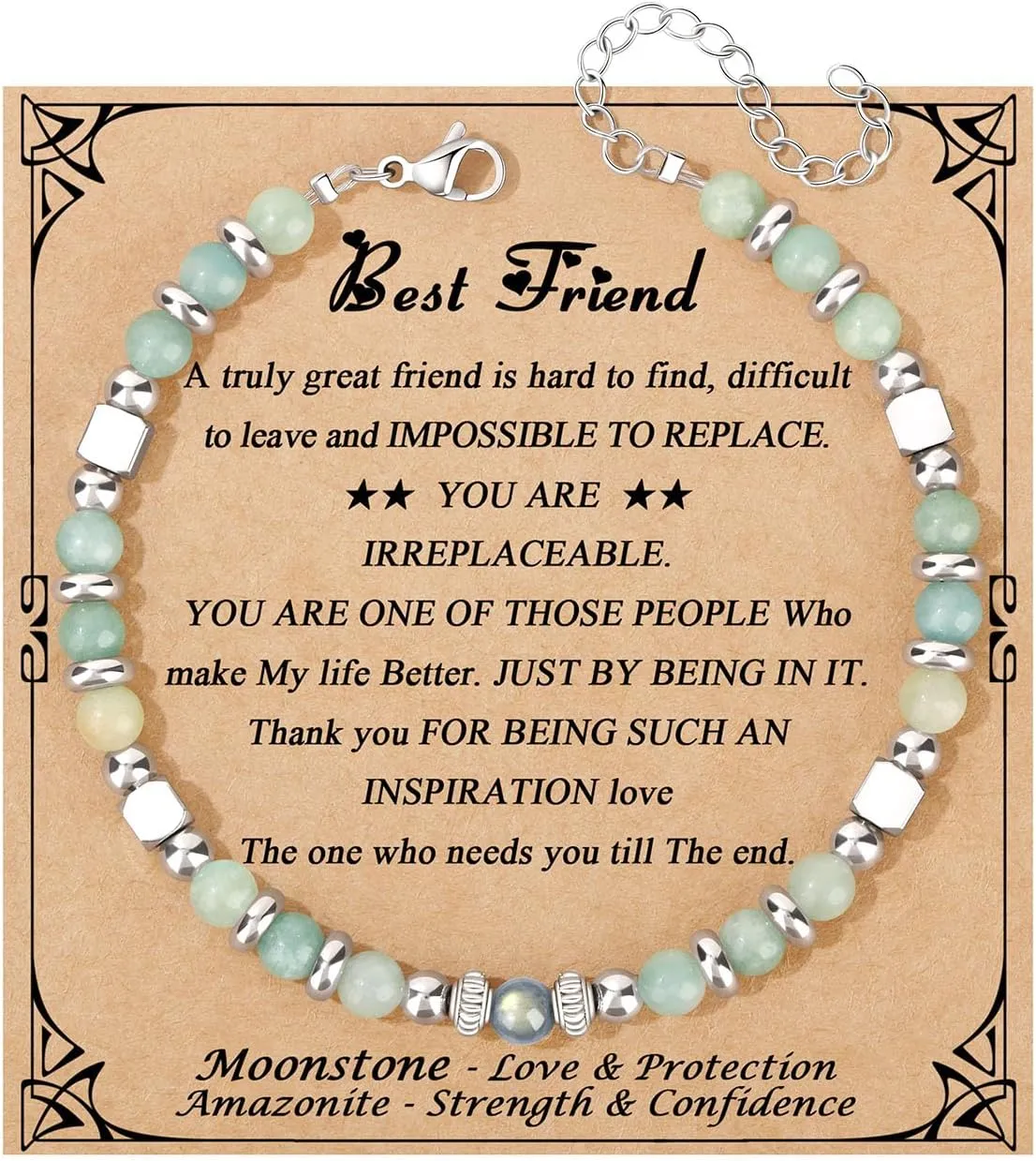      Amazonite Colorful Imperial Jasper Stainless Steel Beads Bracelets, Graduation Mothers Day Christmas Birthday Gifts for Her Women