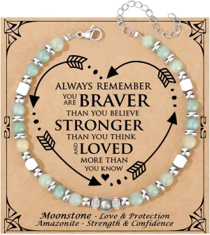      Amazonite Colorful Imperial Jasper Stainless Steel Beads Bracelets, Graduation Mothers Day Christmas Birthday Gifts for Her Women