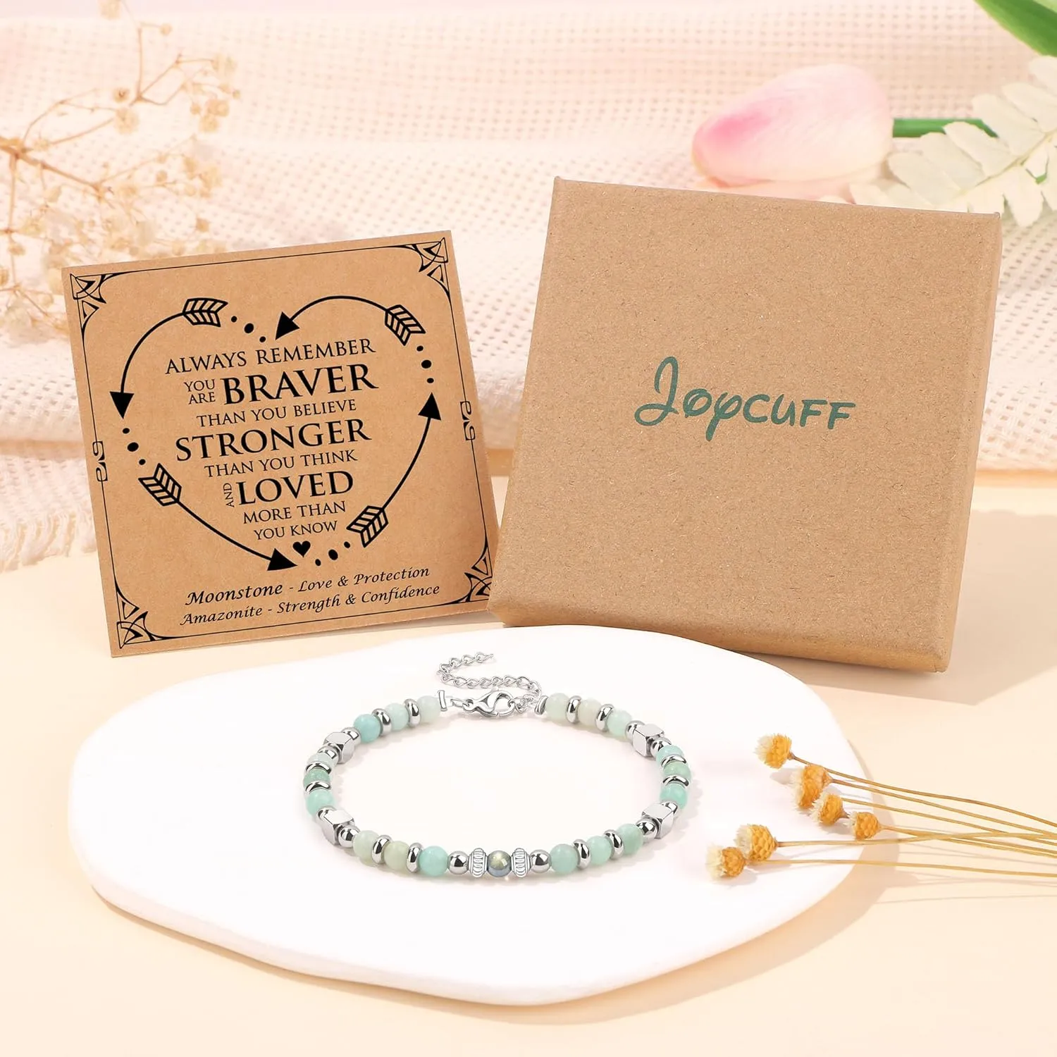      Amazonite Colorful Imperial Jasper Stainless Steel Beads Bracelets, Graduation Mothers Day Christmas Birthday Gifts for Her Women