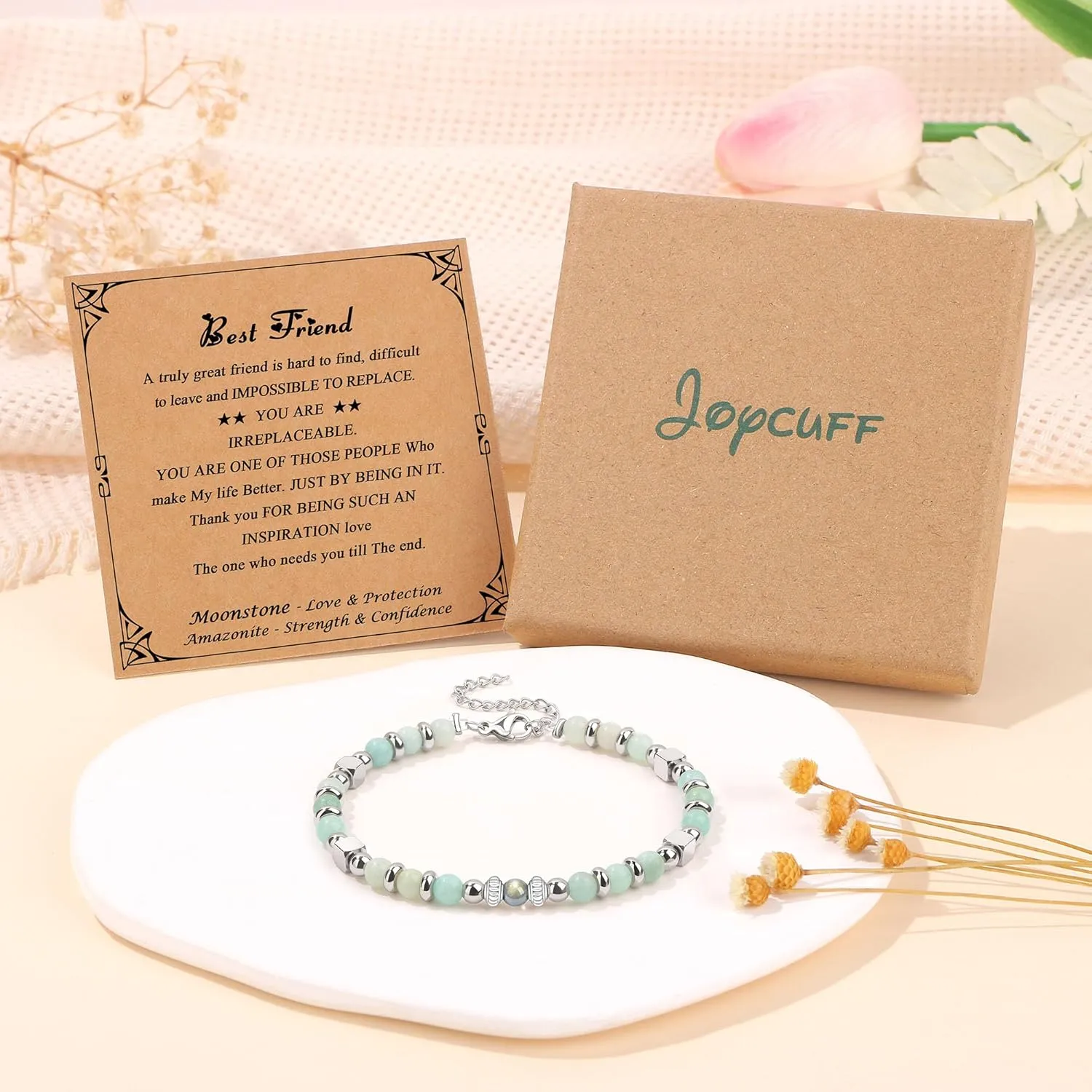      Amazonite Colorful Imperial Jasper Stainless Steel Beads Bracelets, Graduation Mothers Day Christmas Birthday Gifts for Her Women