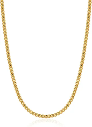 AMITER Gold/Silver Painted Bead Necklace, 3mm/ 4mm/ 5mm/ 6mm/ 8mm Ball Beaded Chain Necklaces for Women & Men