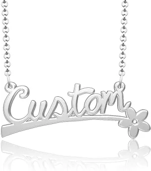 Ana Name Necklace Personalized Name Plate Customize Flower Pendant