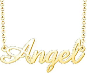 Angel Name Necklace Personalized Sterling Silver Custom Name Necklace for Women