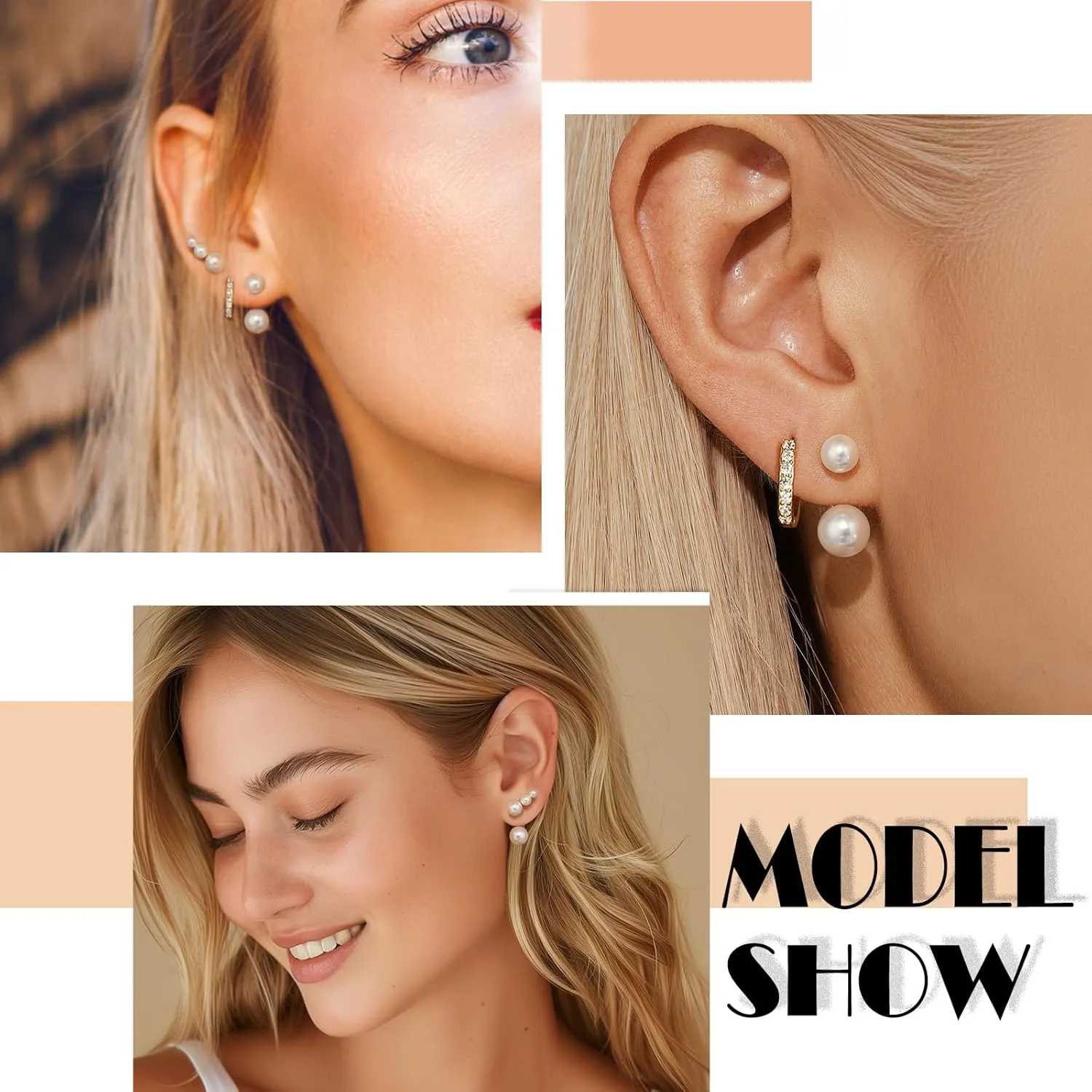 Angelady Pearl Earrings Set for Women, Trendy Pearl Stud Hoop Earring Stacks Gold, Dainty Pearls Earring Jewelry for Women, Valentines Day Earrings Gifts for Her