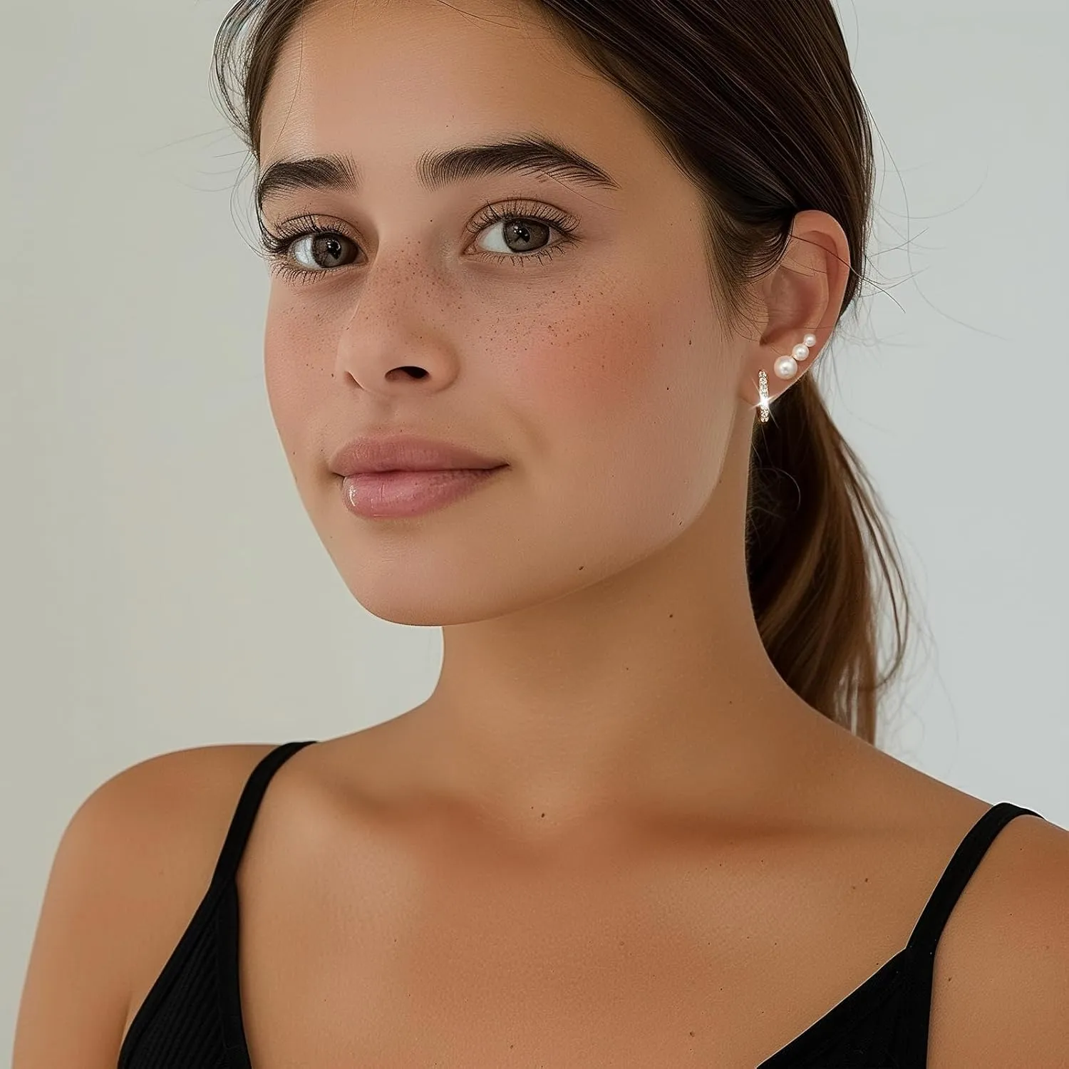 Angelady Pearl Earrings Set for Women, Trendy Pearl Stud Hoop Earring Stacks Gold, Dainty Pearls Earring Jewelry for Women, Valentines Day Earrings Gifts for Her