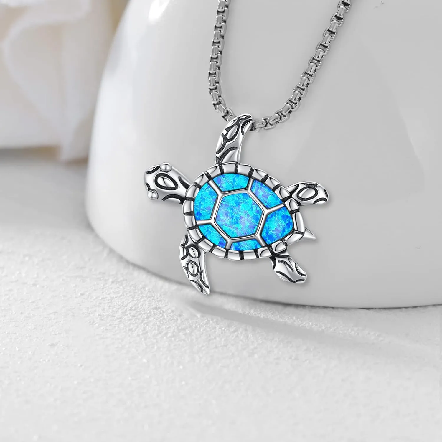 Animal Cat/Cow/Owl/Dolphin/Turtle Necklace Sterling Silver Moonstone Abalone Shell Crystal Opal Cute Animals Jewelry Gift for Women
