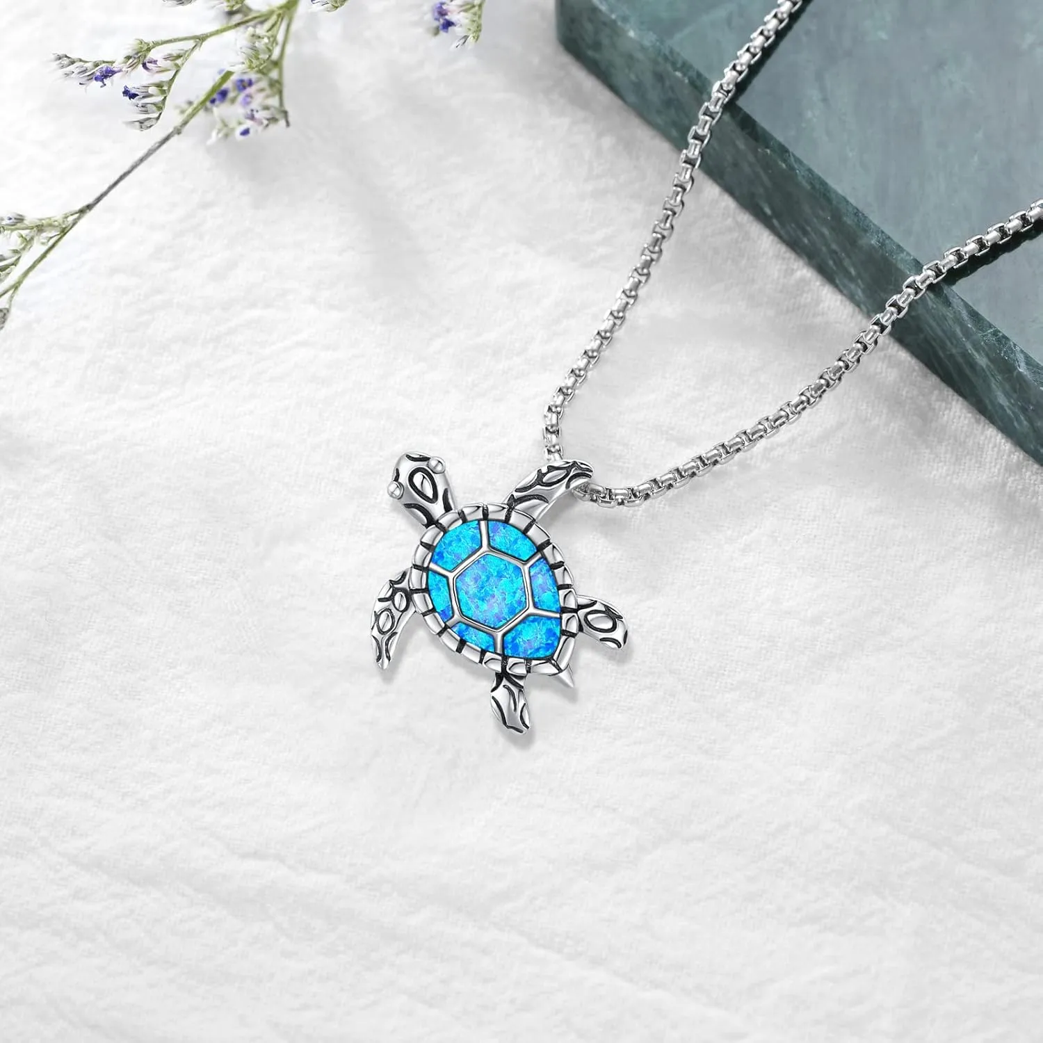 Animal Cat/Cow/Owl/Dolphin/Turtle Necklace Sterling Silver Moonstone Abalone Shell Crystal Opal Cute Animals Jewelry Gift for Women