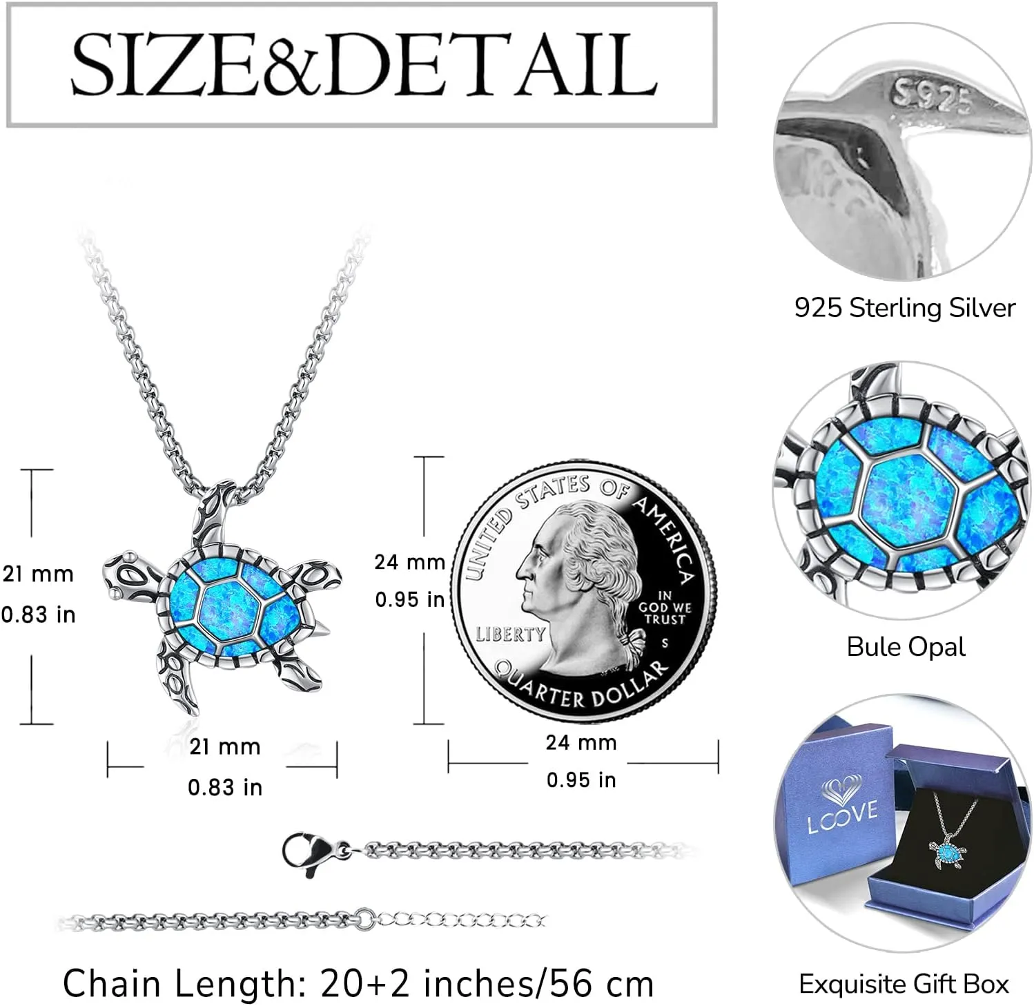 Animal Cat/Cow/Owl/Dolphin/Turtle Necklace Sterling Silver Moonstone Abalone Shell Crystal Opal Cute Animals Jewelry Gift for Women