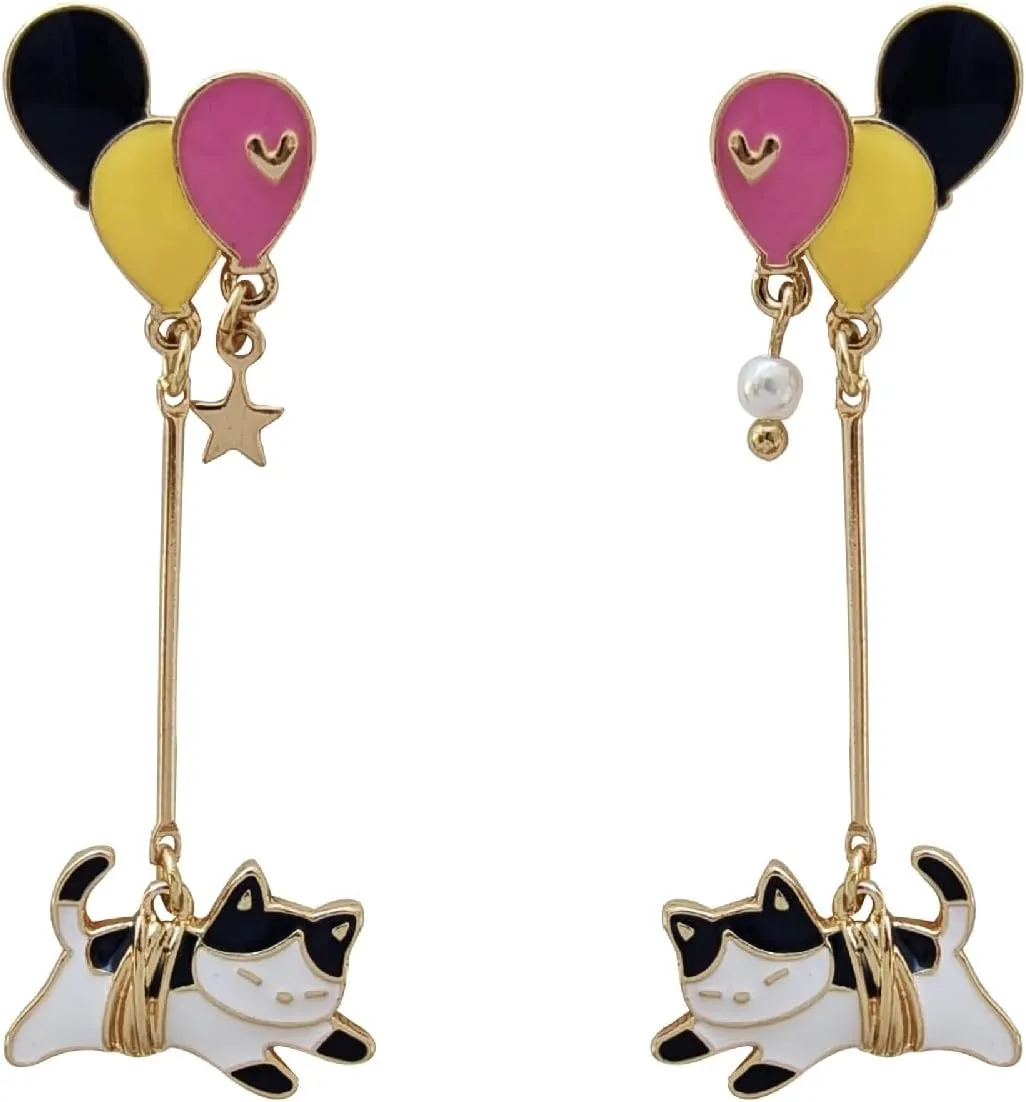 Anime Cat Earrings For Women Cute Pendant Earrings Enamel Cat Sterling Silver Stud Hypoallergenic Earrings