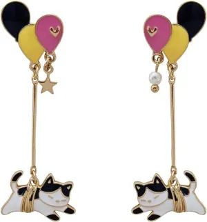 Anime Cat Earrings For Women Cute Pendant Earrings Enamel Cat Sterling Silver Stud Hypoallergenic Earrings
