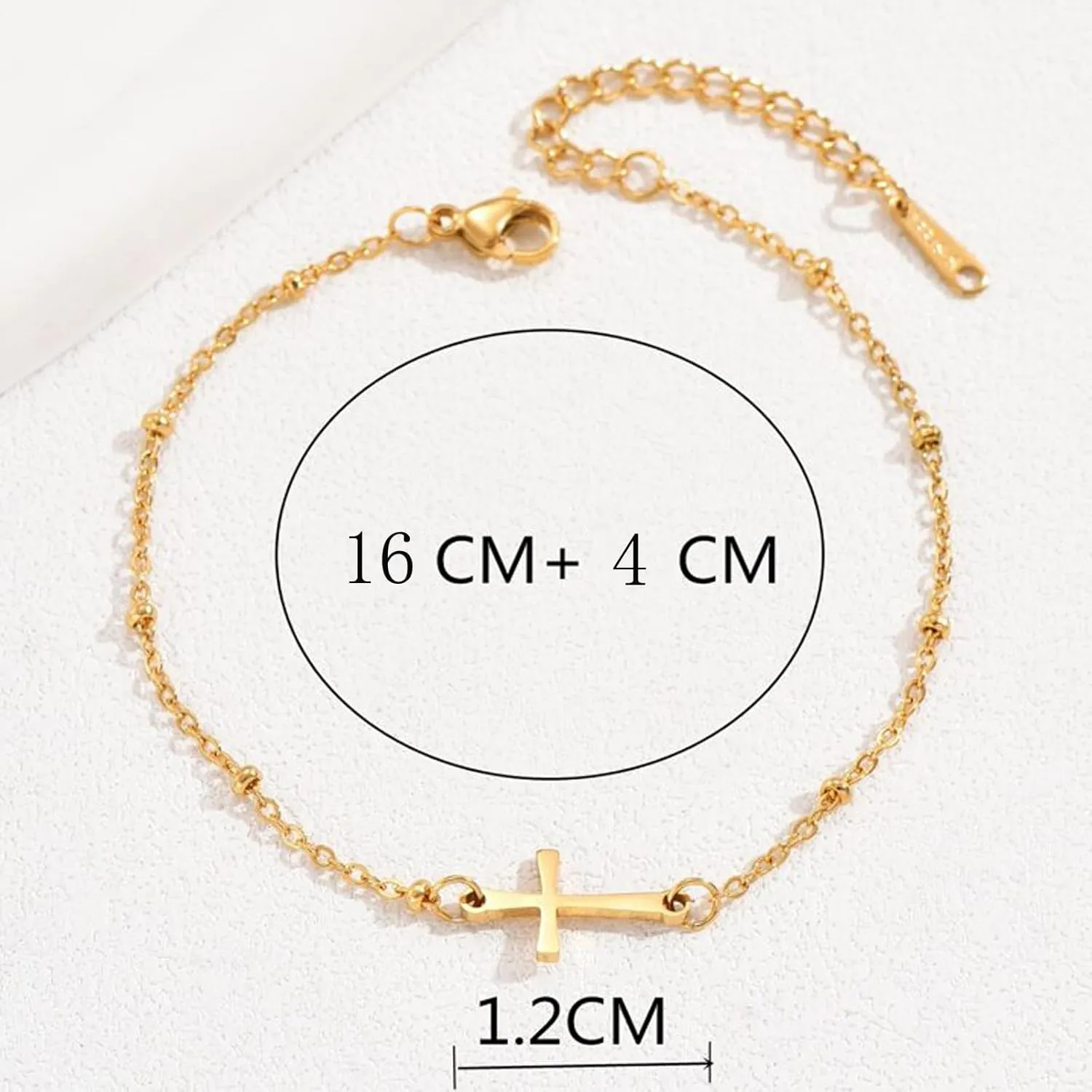 Ankle Bracelets for Women Dainty 18K Gold Plated Anklet Waterproof Round Beaded Paperclip Herringbone Pearl Chain Anklets Waterproof Beach Foot Jewelry
