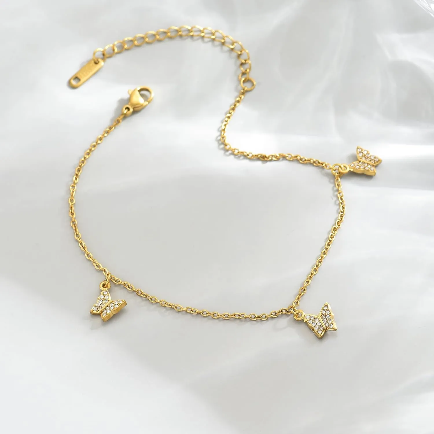 Anklet for Women 18K Gold Plated Dainty Sea Turtle Heart Butterfly Moon Star Dolphin Snake North Star Charm Dangle Anklet Cubic Zirconia Adjustable Summer Beach Foot Jewelry