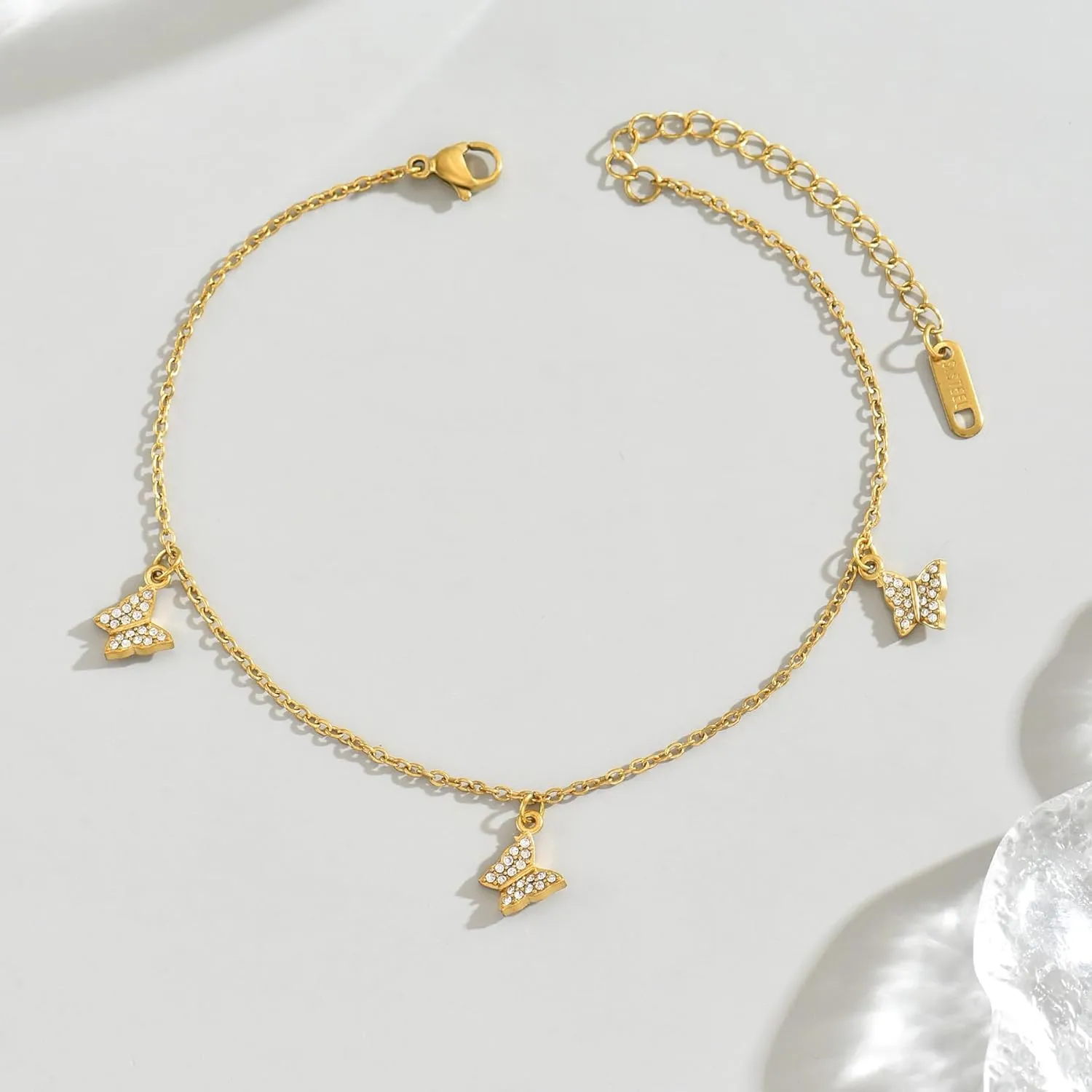 Anklet for Women 18K Gold Plated Dainty Sea Turtle Heart Butterfly Moon Star Dolphin Snake North Star Charm Dangle Anklet Cubic Zirconia Adjustable Summer Beach Foot Jewelry