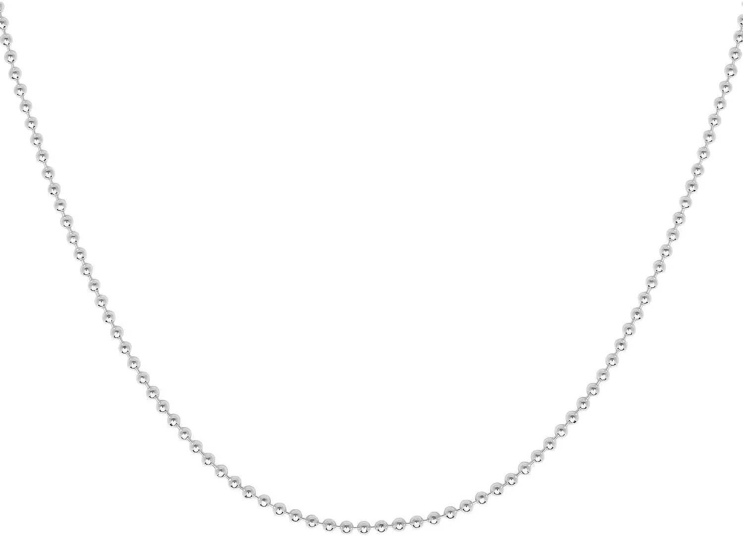 ARGENTO REALE 925 Sterling Silver Necklace 1.5MM-5MM Bead Ball Link Chain Necklace, Dog Tag Army Chain for Pendants, Pallini, Gift, silver chain, Solid Silver, 16-30 Inch made in italy